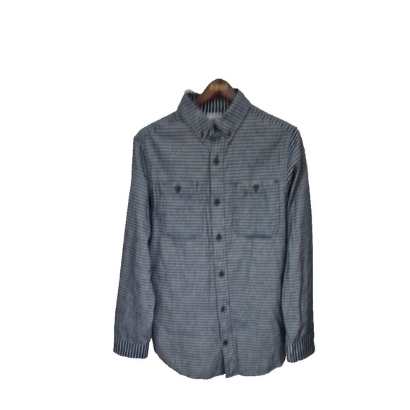 Other - Duluth Shirt Mens Medium Blue‎ Striped Chamois Flannel Slim Fit Button Down
